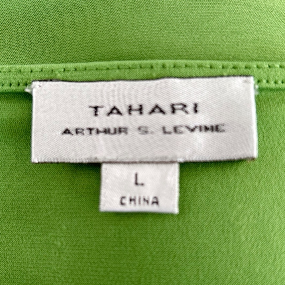 Tahari ASL Women’s Lime Chartreuse Green Sleeveless V-Neck Blouse Top Size L - Picture 5 of 10